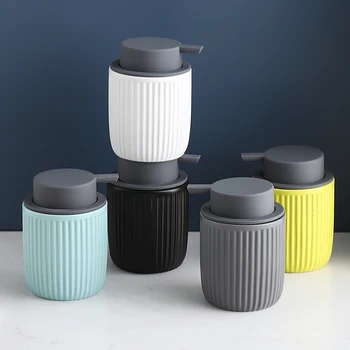 

320ml Simple Ceramic Lotion Bottle Modern Household Shampoo Shower Gel Press-type Sub-bottle Soap Dispenser Bathroom Accessories