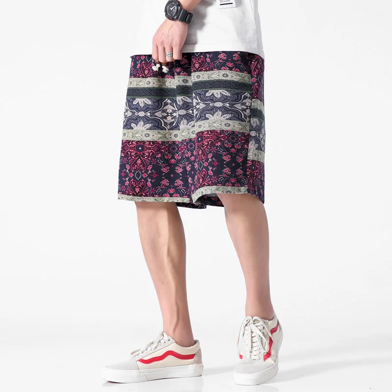 Мужские шорты летние уличные хлопковые короткие брюки для мужчин с цветочным принтом Пляжная повседневная одежда плюс размер 5XL