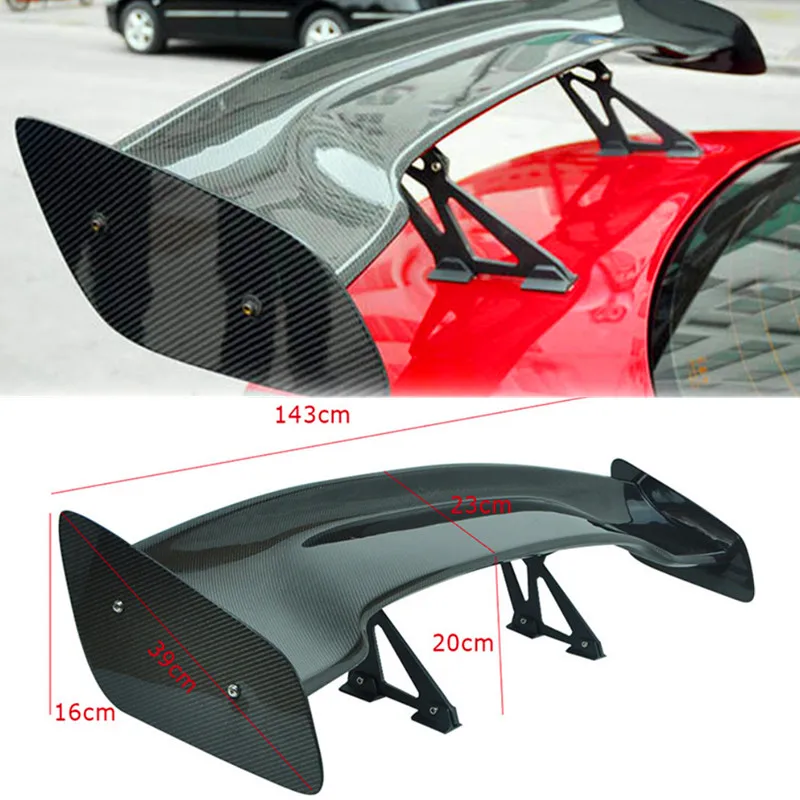 Araba kuyruğu dış Trim 145CM Spoiler ABS GT ortak Sedan kanat karbon