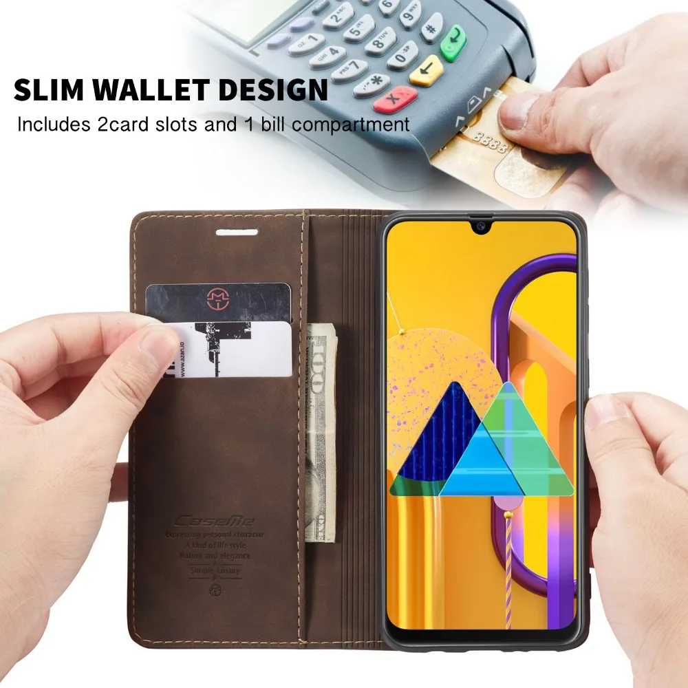 CaseMe Luxury Magnetic Retro Card Slot Stand Flip Cover For Samsung Galaxy M30S M21 Leather Wallet Case For Samsung M31 (5)