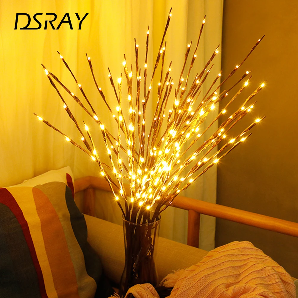 20bulbs Led Willow Branch Lamp Battery Powered Natural Tall Vase