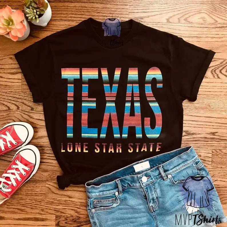 Новое поступление футболка для любителей Техаса с надписью Lone Star State Serape летние