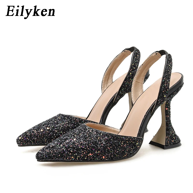 Eilyken модные блестящие женские туфли лодочки пикантные на высоком каблуке