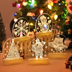 Lanterne LED avec batterie USB, accessoires de noël, lanternes, décoration de chambre à coucher, Art pour arbre de noël, cloches d'élan de neige 