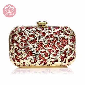 

Chibelle Hollow Out Style clutch Women Evening Bags Sequined Wedding Party Clutches Small Chain Shoulder Lady Handbags Purse