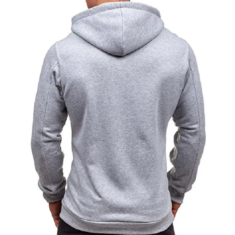 Meihuida Autumn Men Thick Hooded Zip Long Sleeve Muscle Warm Zip-Up Hoodie Gym Sports Casual Fit Sweatshirt