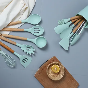 

12PC/set Silicone Spatula Household Cooking Heat Resistant Non-stick Special Small Soup Spoon Kitchenware Set Kitchen Gadgets