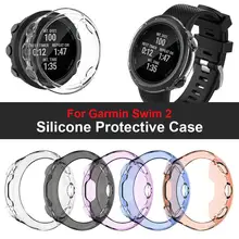 TPU Watch Protective Case Transparent Soft Plastic Watch Screen Protector Anti-Drop Smart Bracelet Shell Cover For Garmin Swim 2