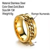 Uzone Punk Roman Numbers Spinner Rings Gold Color Stainless Steel Rotatable Chain Ring For Men Boys Birthday Party Gift Anillos 2