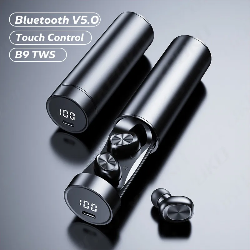 B9 наушники вкладыши TWS Bluetooth Беспроводной С микрофоном спортивные Водонепроницаемый сенсорный Управление