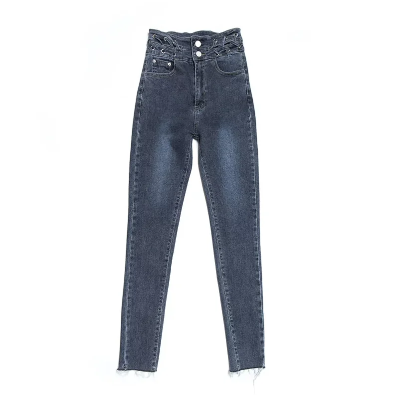 Осень, Женские джинсы-бойфренды с высокой талией, прямые джинсы, женские модные синие винтажные джинсы - Цвет: Синий