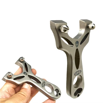 

Hot Sale Stainless Steel UFO Alien Hunting Slingshot with Flat Rubber Band Powerful Handheld Bow New