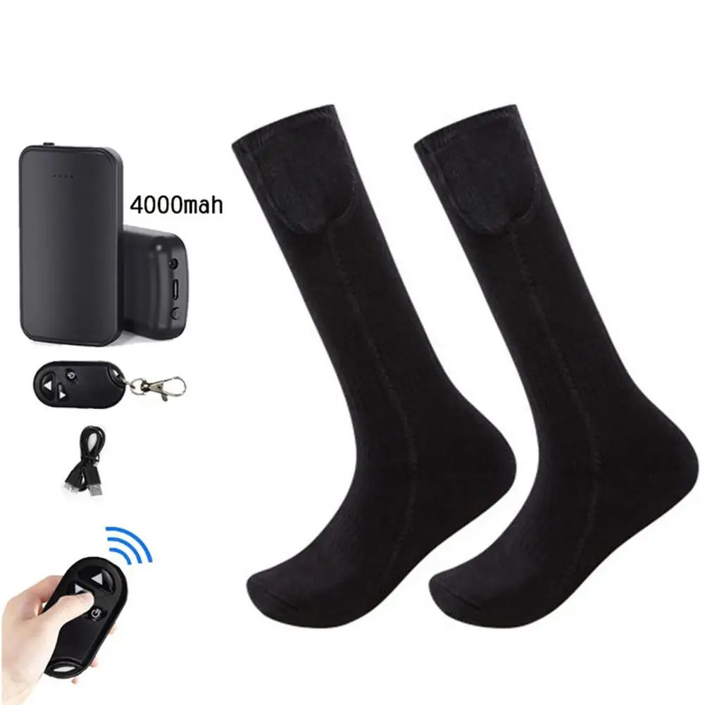 Remote Control Heated Socks 4000 MAh Electric Heating Socks Women Men Sport Boot Feet Warmer Stocking Rechargable Battery