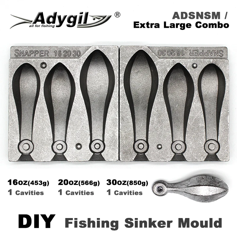 Adygil DIY для рыбалки и морских окуней грузило, высокое качество пресс-форм ADSNSM/очень большой комбо рифовых и морских окуней грузило, высокое качество 453g 566g 850g 3 гнезда пресс-формы
