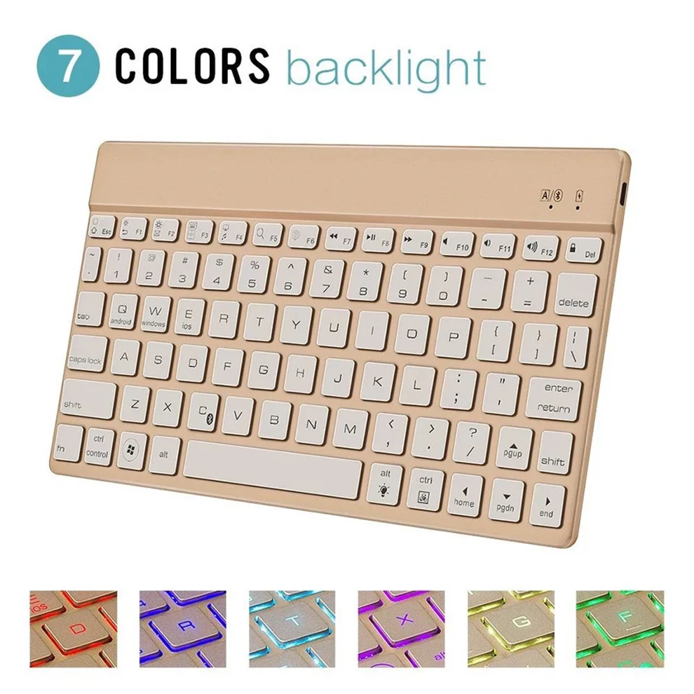 JellyComb, алюминиевый сплав, беспроводная Bluetooth 3,0 клавиатура, цветная, ультра тонкая, 7 цветов, светодиодный, с подсветкой, беспроводная клавиатура
