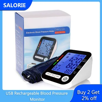 

LED Blood Pressure Meter with Cuff Rechargeable Wrist Sphygmomanometer Heart Rate Pulse Tonometer Medical Equipment