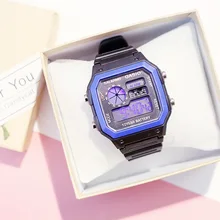 Простые трендовые цифровые часы для детей для девочек и мальчиков женские многофункциональные спортивные электронные часы водонепроницаемые светящиеся силиконовые часы