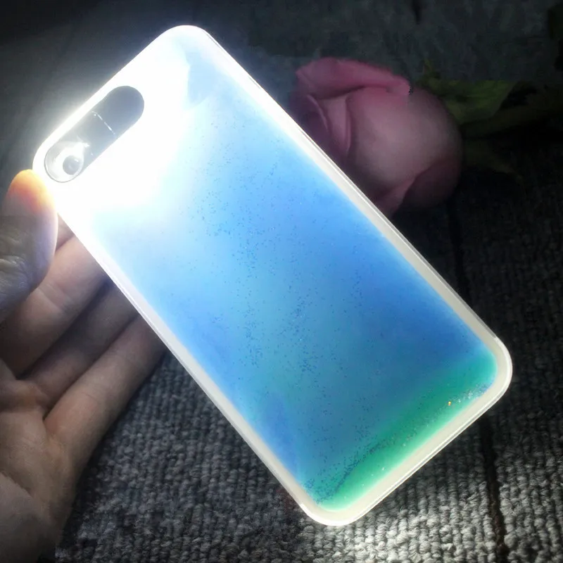 Светящиеся неоновые песочные мобильные чехлы для iPhone XR XS Max X 6 6s 7 8 Plus светится в