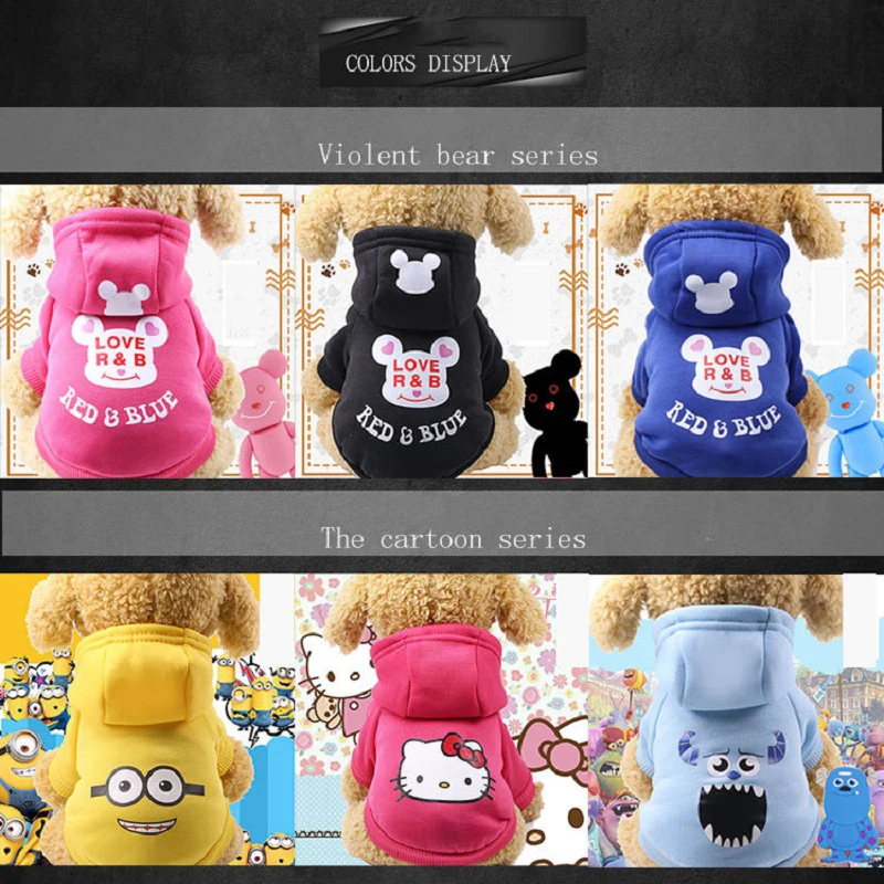 De dibujos animados francés Bulldog Perro pequeño Perro Ropa de invierno abrigo para Chihuahua Perro Sudadera con capucha para Perro mascotas Ropa Perro perros mascotas Ropa