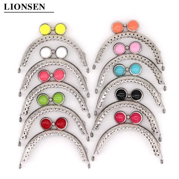 

LIONSEN 8.5cm Flat Bead Silver Metal Purse Frame Handle for Clutch Bag Handbag Accessories Making Kiss Clasp Lock