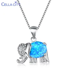Женское ожерелье с подвеской в виде слона из серебра 925 пробы, ювелирные изделия с драгоценными камнями, голубой опал, украшение на шею