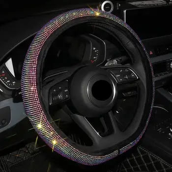 車のステアリングホイールカバースリップ防止機能付き自動ステアリングホイールカバー抗スリップユニバーサルエンボス革車のスタイリング