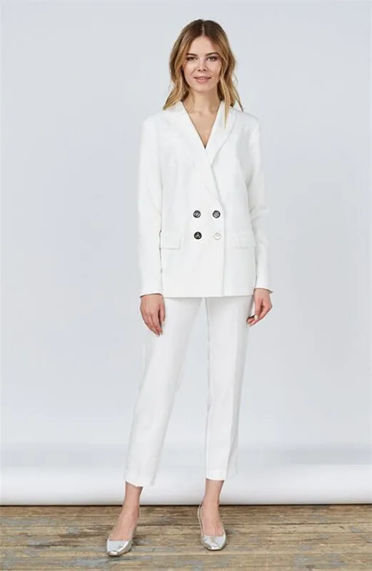 

Lady Women Suit White Double Buttons Spring Autumn Slim Professional 2 Pcs Suit Women's Pantsuit Custom Made