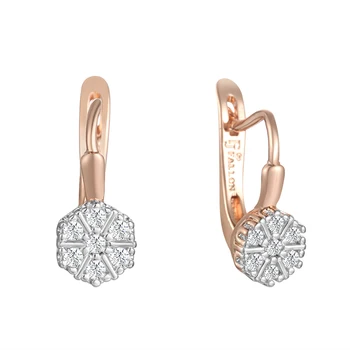 

FJ Women Girls White Rhombus 585 Rose Gold Color Cubic Zircon Drop Earrings