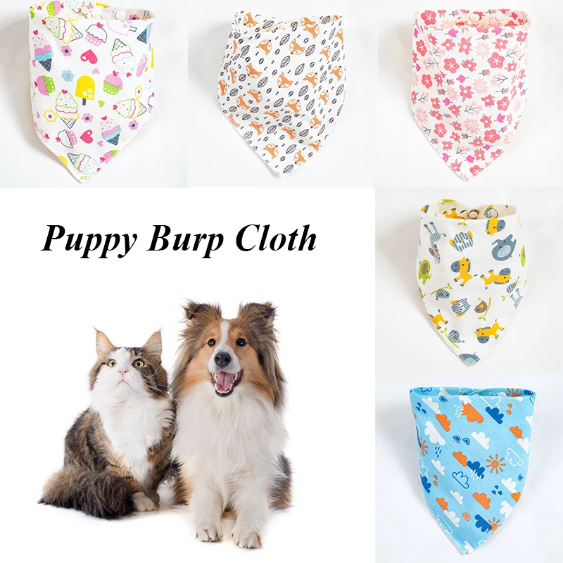 Dog Scarf Bandana Cotton Washable Cute Animals Dinosaur Flowers Pattern Dog Scarf Bow Tie Cat Dog Accessories Pets Products