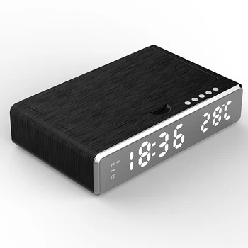 

LED mirror with UV disinfection of mobile phone charger Alarm clock Wireless digital thermometer clock HD Sound-Activated clock