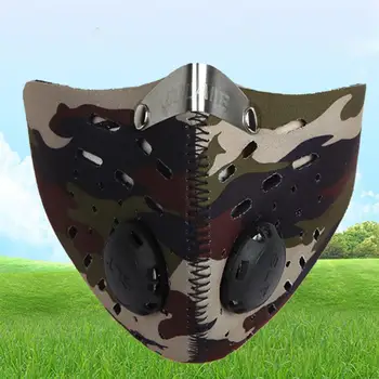

Unisex Camouflage Breathable Anti Haze Activated Carbon Riding Valve Face Mask
