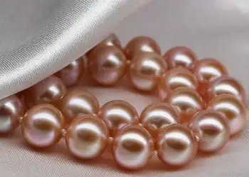 

Stunning 20"9-10mm natural south sea genuine gold pink pearl necklace aaa
