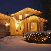 Подключаемый 4 м светодиодный занавес сосулька гирлянды светодиодные сказочные огни Рождественские лампы Сосулька огни Рождество Свадебная вечеринка украшения