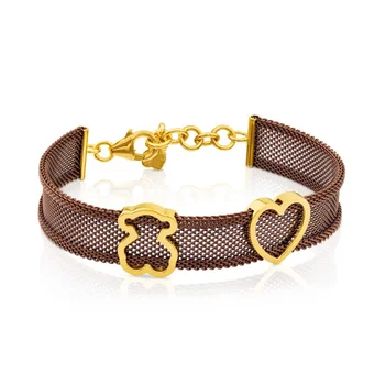 

Fashion Stainless Steel Mesh Bear Bracelets Jewelry For Women Gold Love Heart Beaded Chain Bracelet Bangle Party Gifts