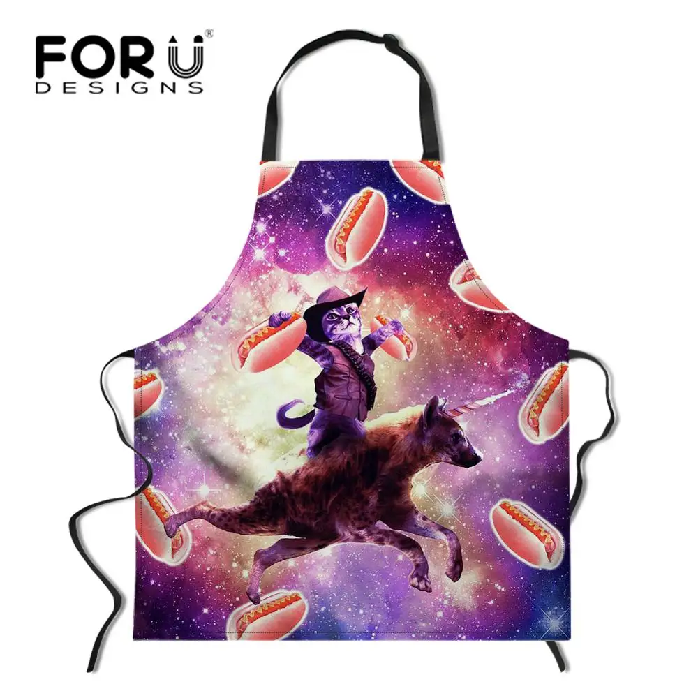 FORUDESIGNS/Космический Galaxy Cat кухонный фартук в стиле унисекс Регулируемый поварский фартук без рукавов для приготовления барбекю - Цвет: YY0755R