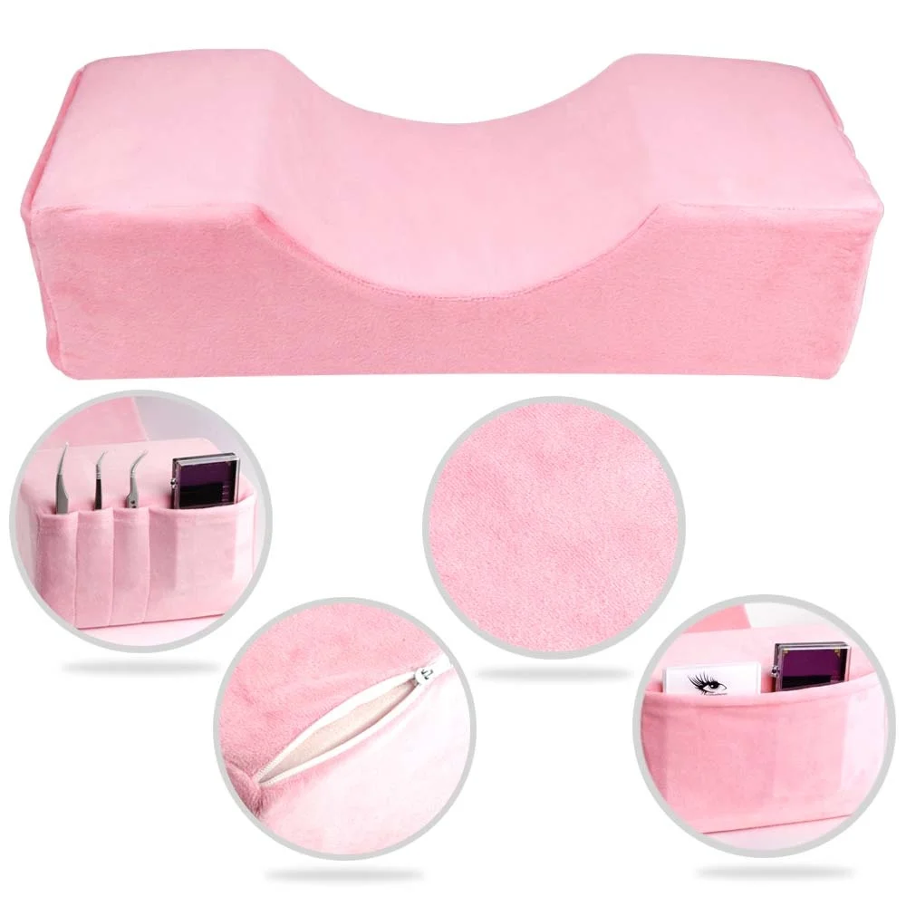 

Lash Pillow Neck Support Eyelash Pillow Soft Grafting Eyelashes Memory Foam Eyelash Extension Pillow Makeup Salon With Pocket
