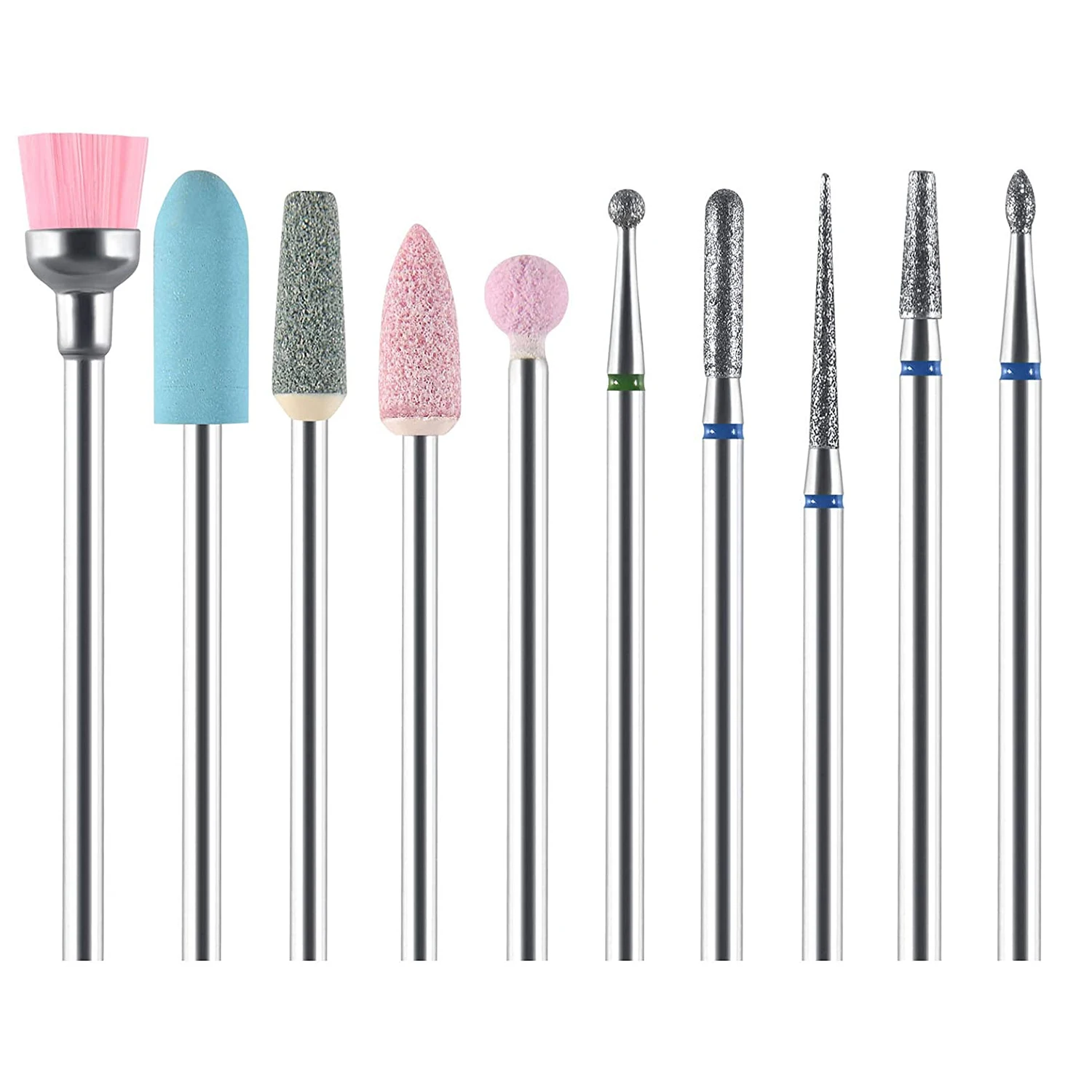 Diamond Nail Drill Bit Grinder Electric Milling Cutters 10pcs/Set for Pedicure Manicure Files Cuticle Burr Nail Tool Accessories nail art tools,nail drill bit,nail drill bits,nail drill,nail drill set,nail drill kit
