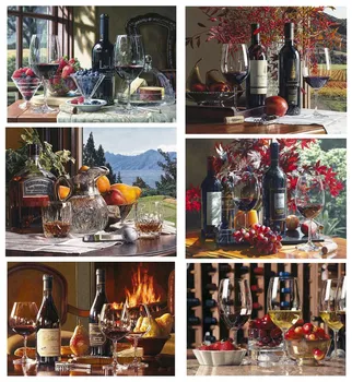 

5D DIY diamond painting fruit and wine glass landscape diamond embroidery cross stitch rhinestone restaurant painting home gift