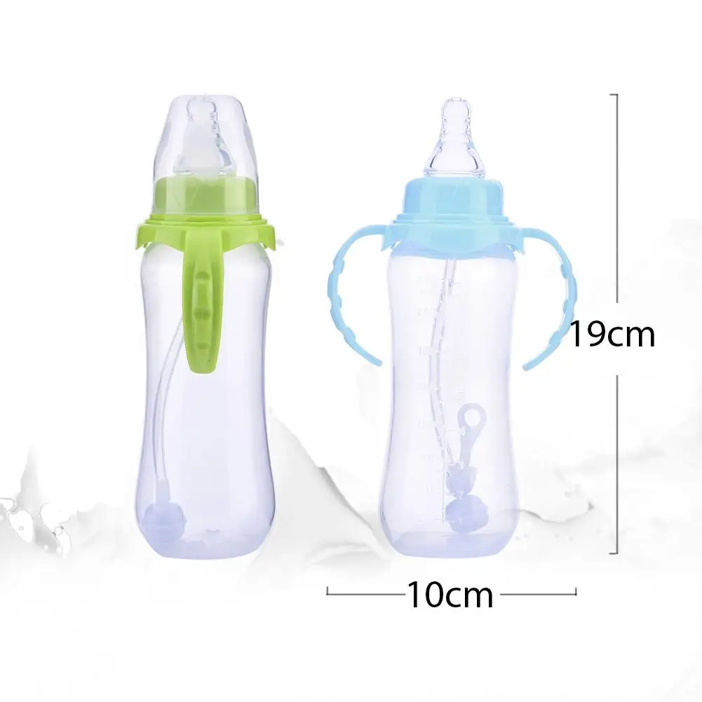 240ml Baby Bottle Water Bottles Infant Newborn Children Learn Feeding Drinking Handle Bottle Kids Straw Juice Training Cup