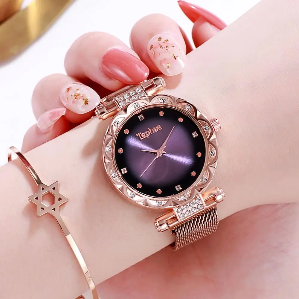 Женские Водонепроницаемые часы звездного неба с сетчатой магнитной пряжкой для роскошных, модные женские кварцевые часы Zegarek Damski Relogio Feminino