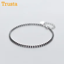 Trusta Настоящее серебро 925 пробы, Модный женский браслет с бусинами, браслеты с бусинами, браслеты 15 см для девушек-подростков, Женские Ювелирные изделия DS994