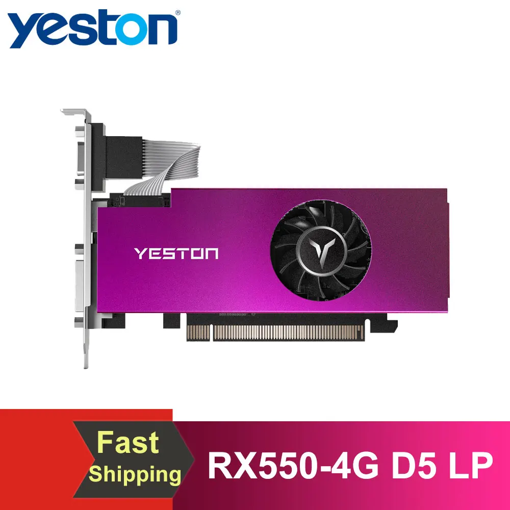 Видеокарта Yeston RX550-4G D5 LP 4 Гб памяти GDDR5 6000 бит DVI-D МГц VGA + HDMI GPU | Компьютеры и офис