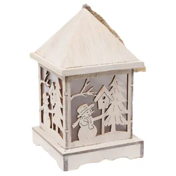 

1 Pc Christmas Wind Lantern Craft Ornament Decorative Wooden Light (White)