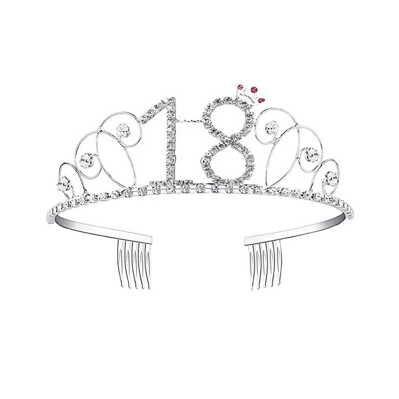 01 Для женщин Birthday Crown 16/18/20 Вт, 30 Вт/40/50/90 лет подарки на день рождения украшения для волос День рождения диадема на выпускной вечер, аксессуары для волос - Цвет: 01