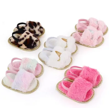 

Baby spring and autumn shoes 0-1 year old soft-soled toddler shoes Soft sole solid color long hair baby shoes