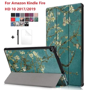 

Tablet Case for Amazon New Kindle Fire HD 10 9th Generation 2019 Case Cover for Kindle Fire HD 10 2019 funda Capa with Pen+Film