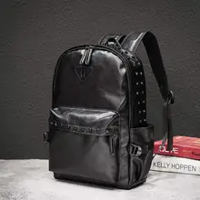 2021 New Punk Hip-Hop Men Black Backpacks Waterproof PU Leather Rivet Women Backpacks Casual School Bags for Teenagers Mochilas