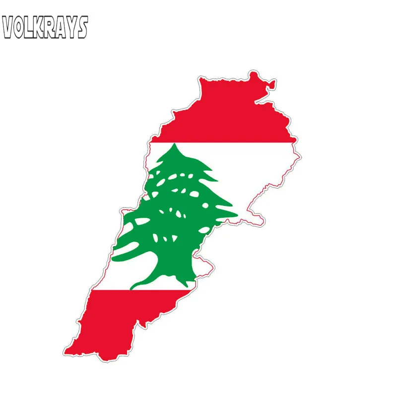 Volkrays Creative Car Sticker Lebanon Flag Map Helmet Accessories