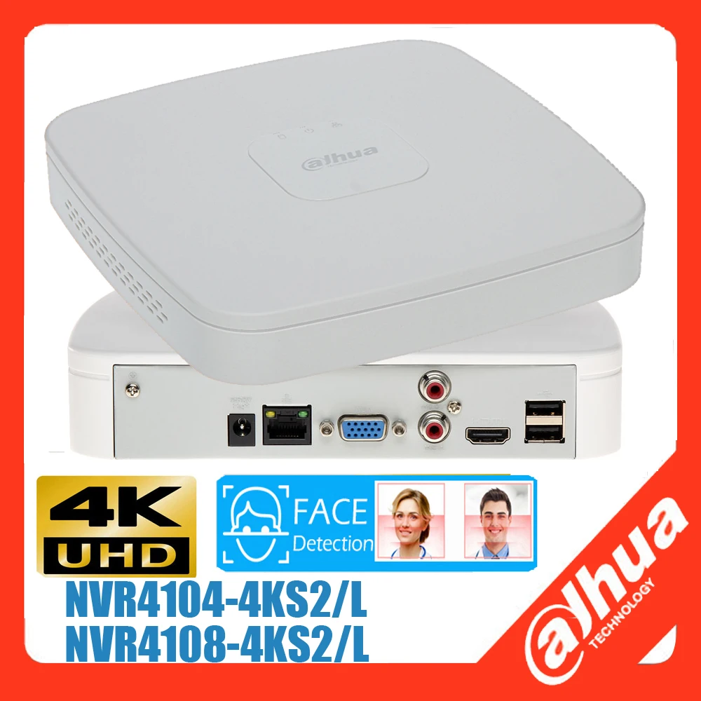 Многоязычный AI FACE NVR Dahua NVR4104-4KS2/L NVR4108-4KS2/L 4K &amp H.265 Lite сетевой видеорегистратор |