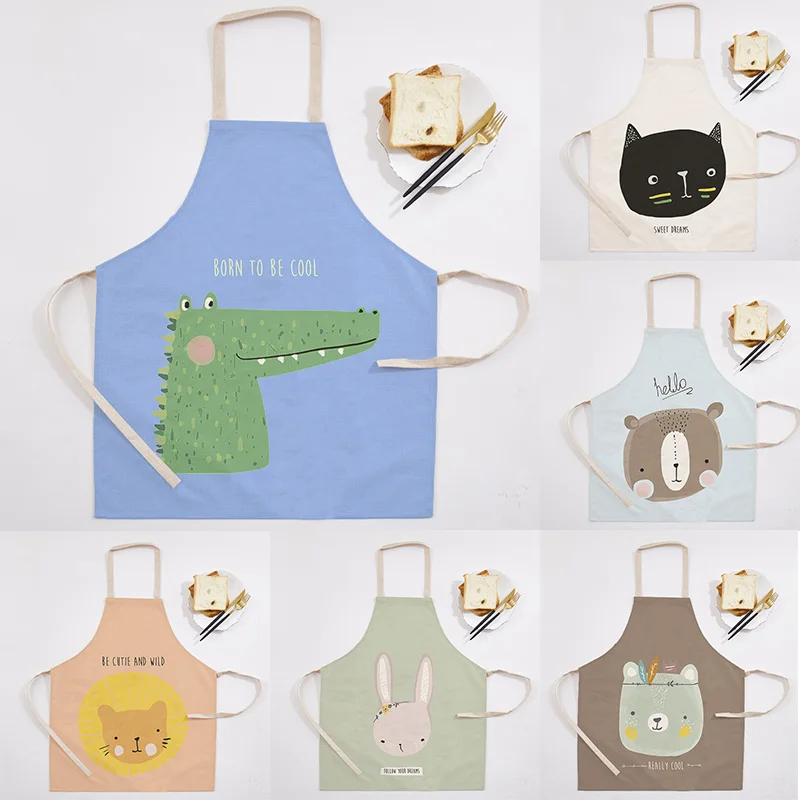 

Kitchen Animal Pattern Cooking Apron For Woman Men Chef Waiter Cafe Shop BBQ Hairdresser Aprons Custom Logo Gift Bibs Wholesale
